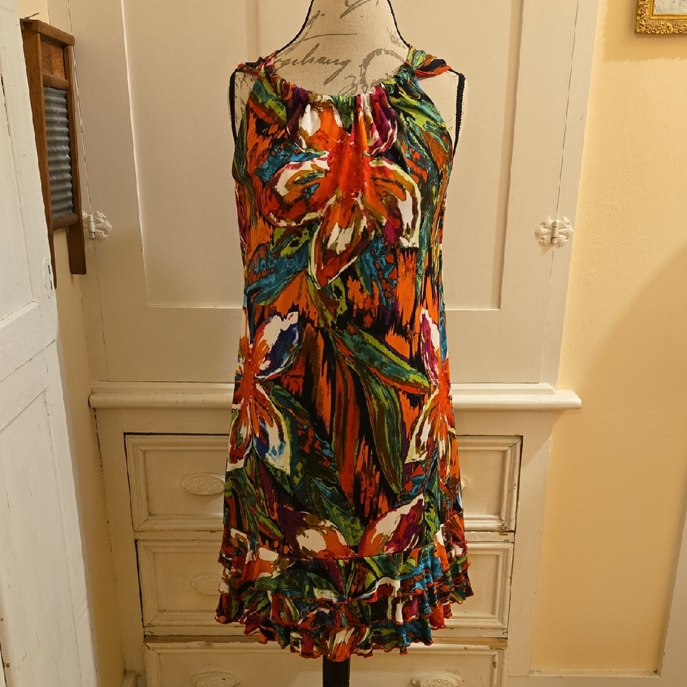 R&K Originals bold colored slaaveless dress Sz L 🎁